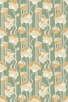 Anthropologie Mirth Studio Shirley Deco Floral Peel-and-stick Wallpaper In Green
