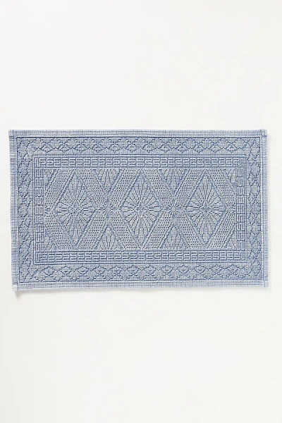 Anthropologie Misona Stonewashed Cotton Bath Mat In Blue