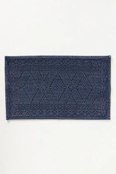 Anthropologie Misona Stonewashed Cotton Bath Mat In Blue