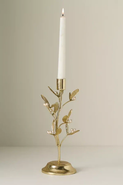 Anthropologie Mistletoe Candle Holder In Gold