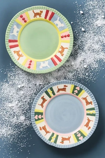 Anthropologie Mitten Stoneware Dessert Plate In Green