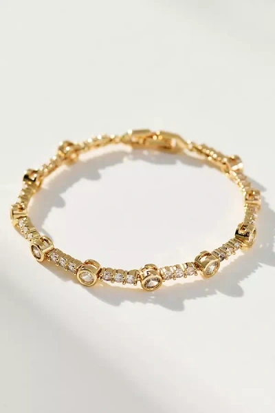 Anthropologie Mixed Crystal Tennis Bracelet In Gold