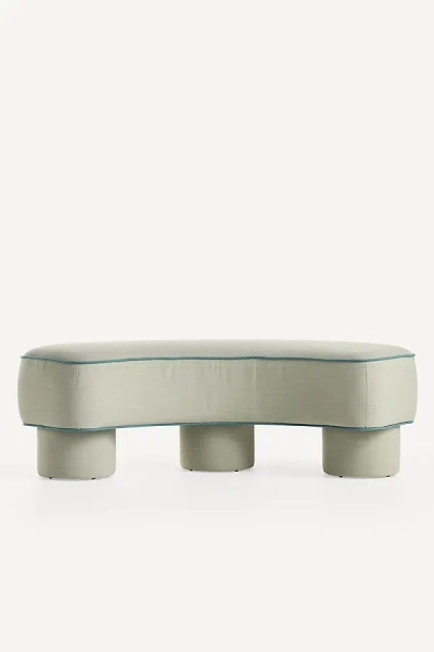 Anthropologie Modella Performance Linen Curved Bench
