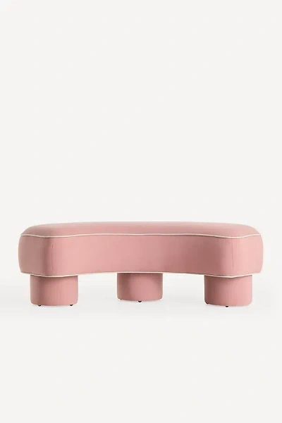 Anthropologie Modella Performance Linen Curved Bench In Pink