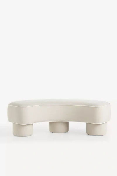 Anthropologie Modella Performance Linen Curved Bench In White