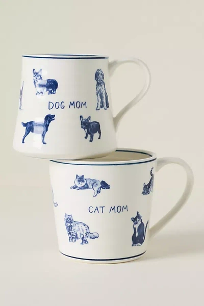 Anthropologie Molly Hatch Stoneware Dog And Cat Mom Mug In Blue