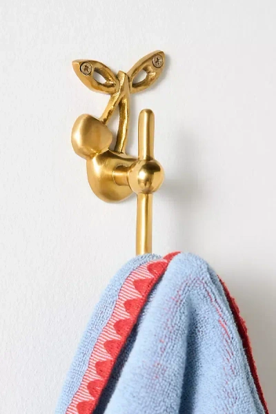 Anthropologie Mon Cheri Cherry Brass Bath Hook