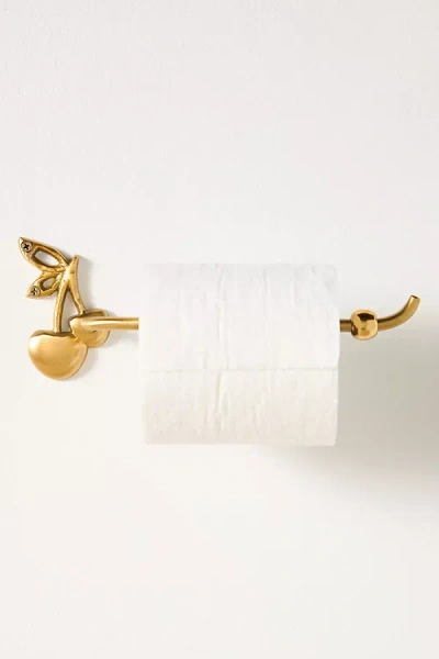 Anthropologie Mon Cheri Cherry Brass Toilet Roll Holder In Brown