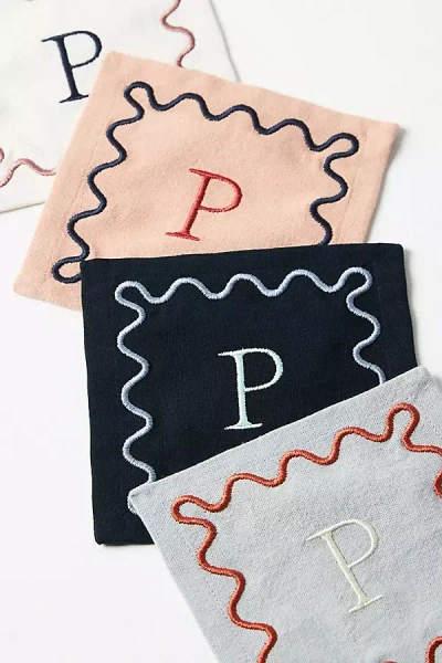 Anthropologie Monogram Cotton Cocktail Napkins, Set Of 4
