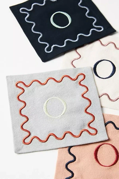 Anthropologie Monogram Cotton Cocktail Napkins, Set Of 4 In Multi