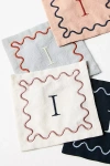 Anthropologie Monogram Cotton Cocktail Napkins, Set Of 4 In White