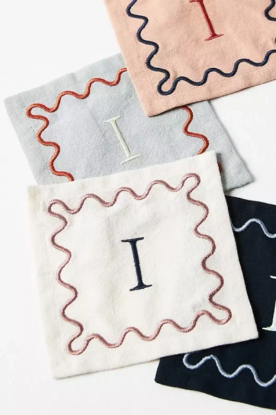 Anthropologie Monogram Cotton Cocktail Napkins, Set Of 4