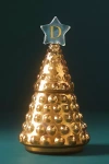 Anthropologie Monogram Tree Woody Fresh Balsam & Cedarwood Glass Jar Candle In Gold