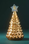 Anthropologie Monogram Tree Woody Fresh Balsam & Cedarwood Glass Jar Candle In Gold