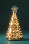 Anthropologie Monogram Tree Woody Fresh Balsam & Cedarwood Glass Jar Candle In Gold