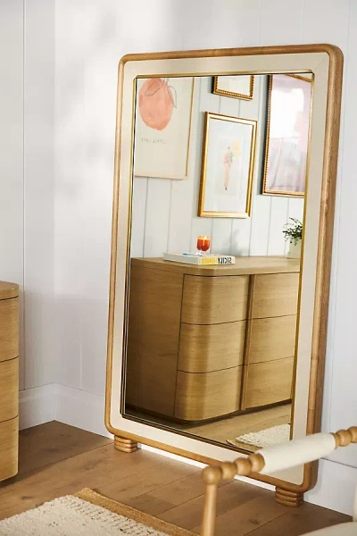 Anthropologie Monza Faux-leather Mirror In Gold