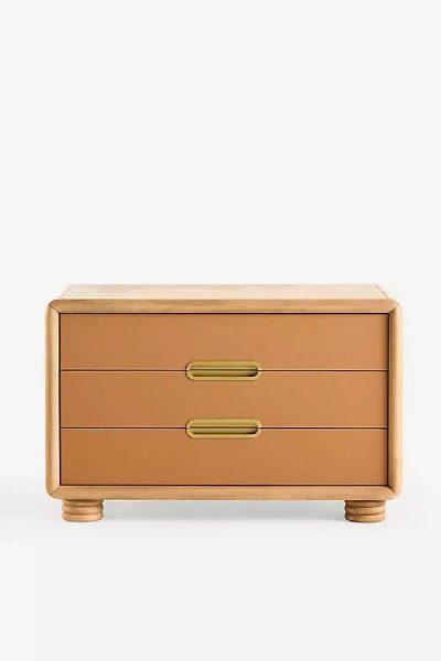 Anthropologie Monza Faux-leather Three-drawer Nightstand