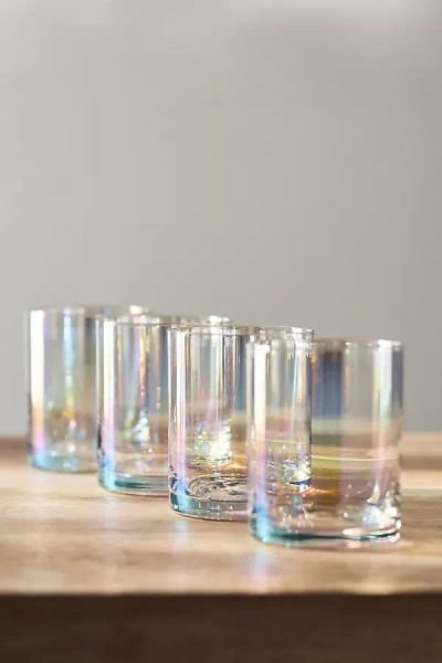 Anthropologie Morgan Double Old Fashioned Glasses, Set Of 4 In White