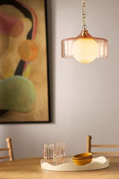 Anthropologie Morgan Glass & Brass Pink Pendant