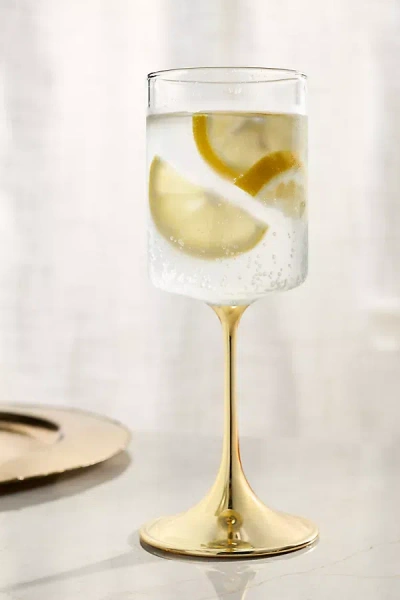 Anthropologie Morgan Metallic Wine Glasses, Set Of 4 In Gold