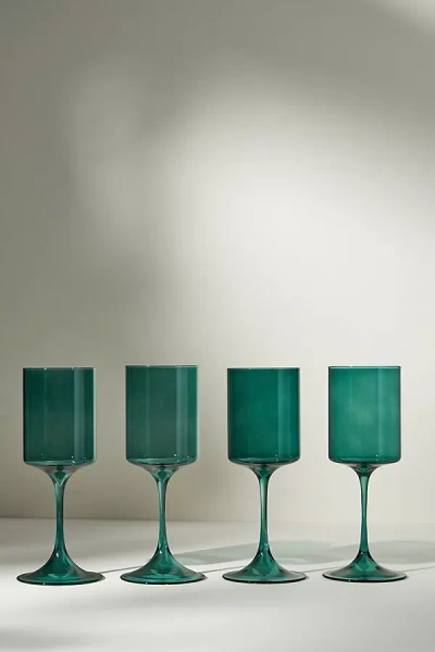 Anthropologie Morgan Wine Glasses, Set Of 2 In Green