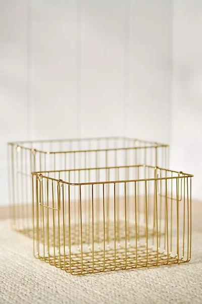 Anthropologie Morgan Wire Rectangle Baskets, Set Of 2 In Brown