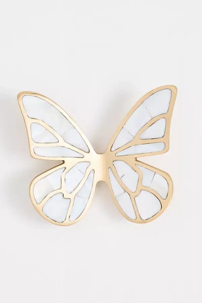 Anthropologie Mother-of-pearl Butterfly Wall Charm In Gold