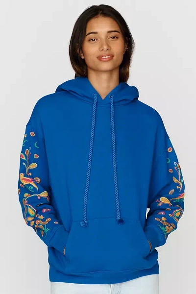 Anthropologie Mother The Big Deal 100% Cotton Hoodie In Blue