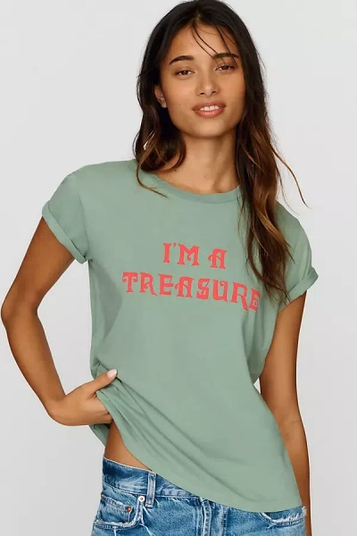 Anthropologie Mother The Boxy Goodie 100% Cotton Tee In Green