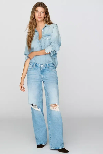 Anthropologie Mother The Down Low Delinquent Low Rise Wide Leg Jeans In Blue