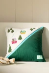 Anthropologie Mountain Skiers Embroidered Pillow In Green