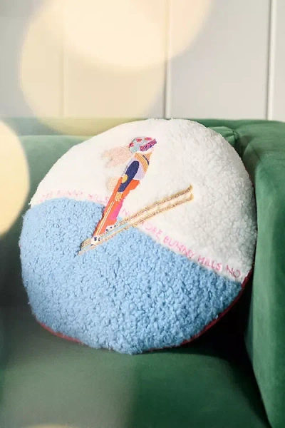 Anthropologie Mountain Skiers Embroidered Pillow In Multi