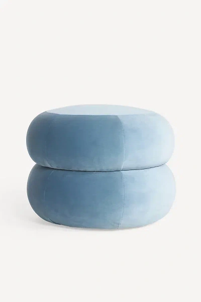 Anthropologie Muntz Velvet Ottoman In Blue