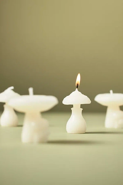 Anthropologie Mushroom-shaped Candles, Set Of 4 In White