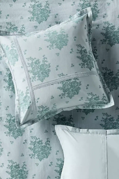 Anthropologie Nadia Cotton Solid Floral Embellished Cushion Cover