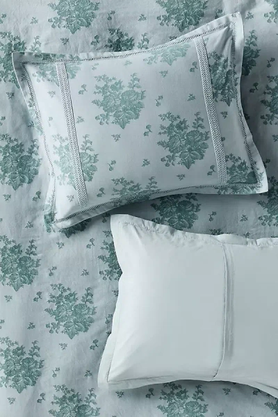 Anthropologie Nadia Cotton Solid Floral Embellished Pillowcases, Set Of 2