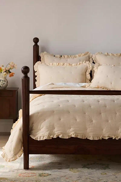 Anthropologie Naomi Cotton Ruffle Quilt In Brown