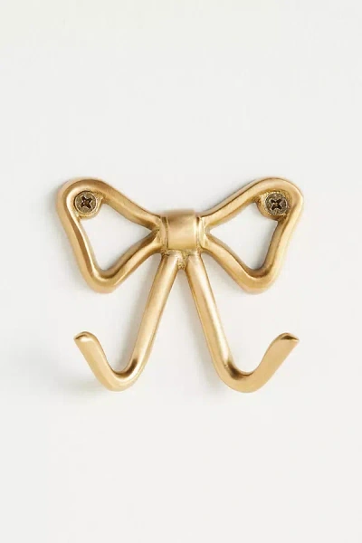 Anthropologie Natalia Bow Brass Double Bath Hook In Gold