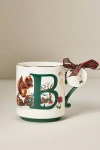 Anthropologie Nathalie Lete Stoneware Holiday Monogram Mug In Multi