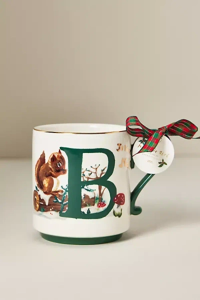 Anthropologie Nathalie Lete Stoneware Holiday Monogram Mug In Multi