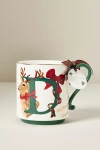 Anthropologie Nathalie Lete Stoneware Holiday Monogram Mug In Multi