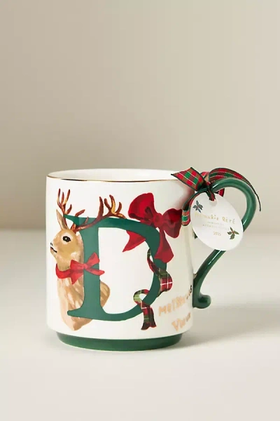 Anthropologie Nathalie Lete Stoneware Holiday Monogram Mug In Multi