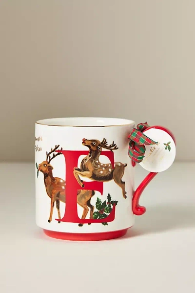 Anthropologie Nathalie Lete Stoneware Holiday Monogram Mug In Multi