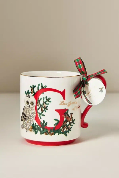 Anthropologie Nathalie Lete Stoneware Holiday Monogram Mug In Multi