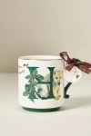 Anthropologie Nathalie Lete Stoneware Holiday Monogram Mug In Multi