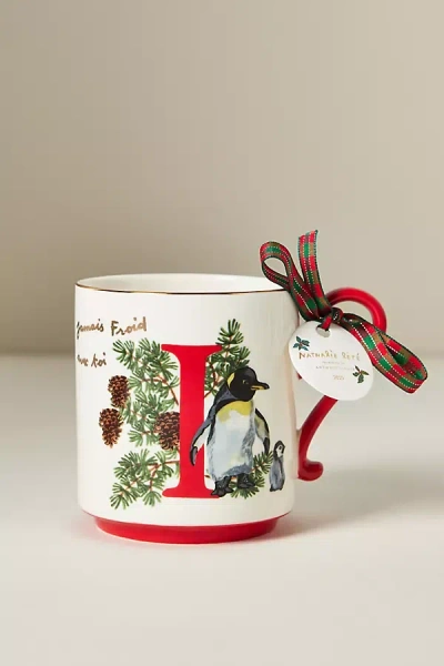 Anthropologie Nathalie Lete Stoneware Holiday Monogram Mug In Multi