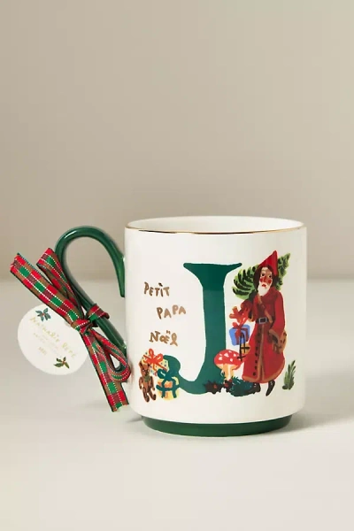 Anthropologie Nathalie Lete Stoneware Holiday Monogram Mug In Multi