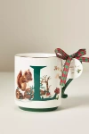 Anthropologie Nathalie Lete Stoneware Holiday Monogram Mug In Multi