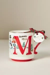 Anthropologie Nathalie Lete Stoneware Holiday Monogram Mug In Multi