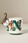 Anthropologie Nathalie Lete Stoneware Holiday Monogram Mug In Multi